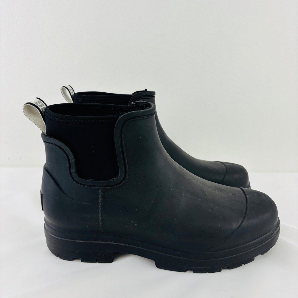 UGG Droplet Waterproof Rain Boots Black Rubber Neoprene Ankle Boot 1130831 | 8